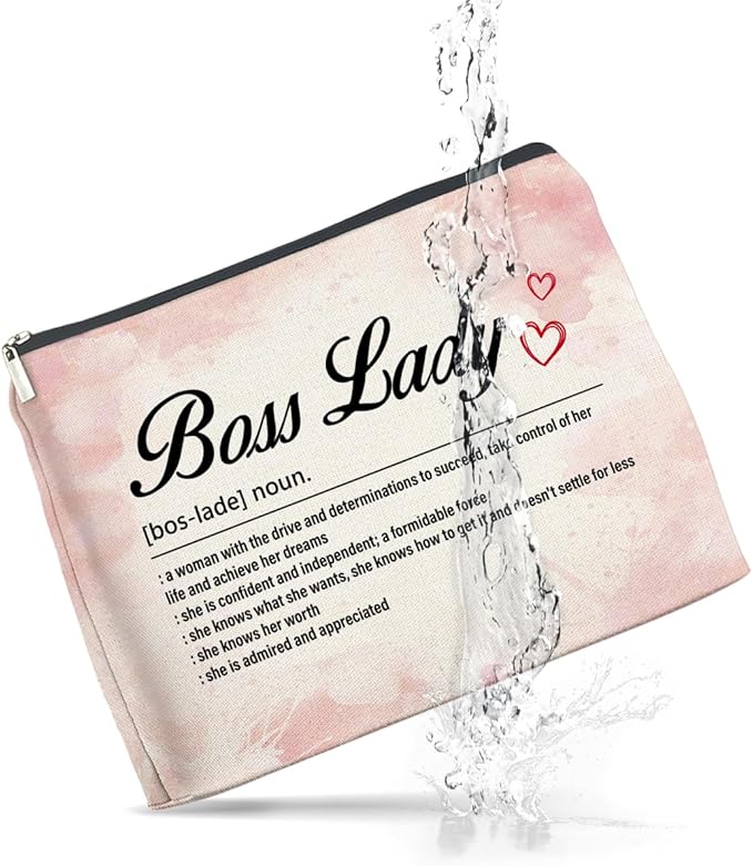 Boss Lady Makeup Bag - Appreciation Gift for Women Leader Mentor - Definition Zipper Pouch
