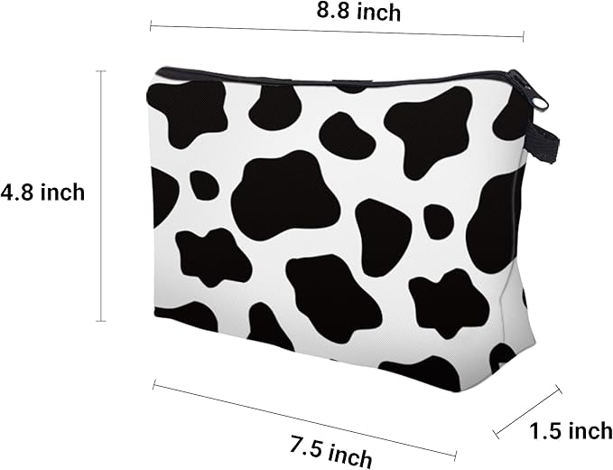 Cute Travel Makeup Bag Cosmetic Bag Small Pouch Gift for Women (Cow Print)