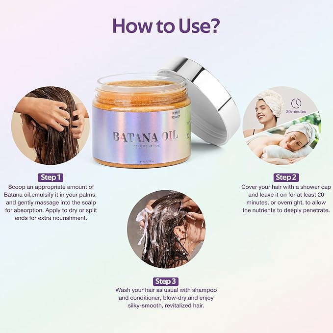 Batana Oil for Hair Growth Dr Sebi Organic – 100% Natural & Chemical-Free – Aceite De Batana-Scalp Moisturizer, Hair Loss Treatment Hair Oil Mask for Thicker, Healthier Hair – 5.64 oz