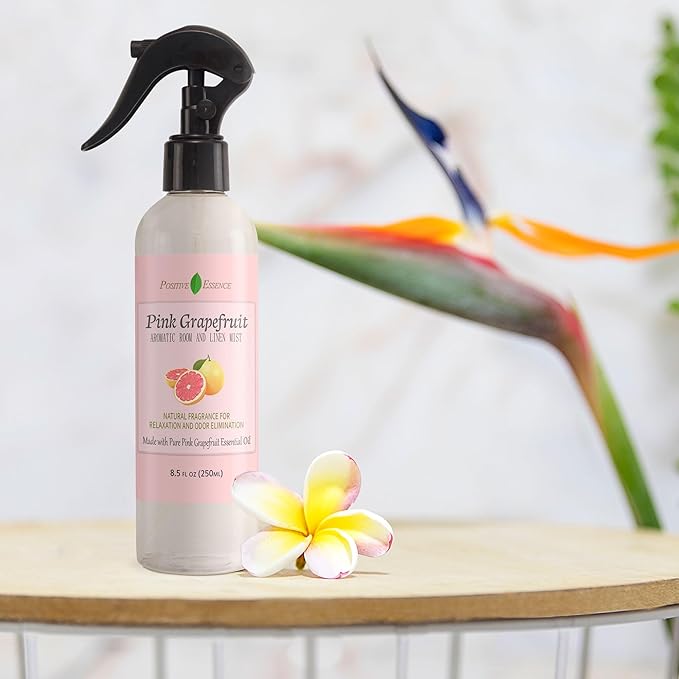 Pink Grapefruit Linen and Room Spray – Natural Air Freshener with Pure Essential Oil, Fresh Citrus Pillow Spray, Bathroom Odor Eliminator, Fabric and Home Fragrance – 8.5 fl oz