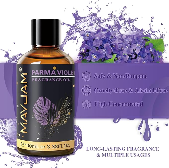 MAYJAM 100ML/3.38FL.OZ Parma Violet Fragrance Oils with Glass Dropper, Essential Oils for Diffusers for Home, Long Lasting Scented Oils for Diffusers Soap Candle Making