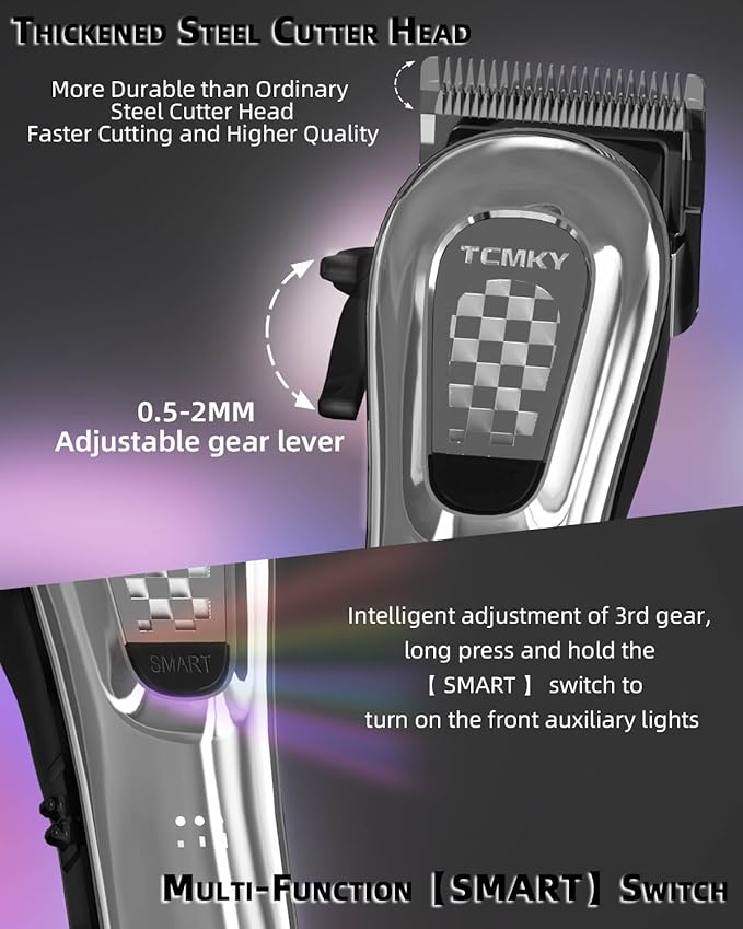 Hair Clippers for Men Cordless&Corded Barber Clippers for Hair Cutting & Grooming Professional Hair Trimmer for Men Rechargeable Hair Trimmer Kit for Household (Silvery)
