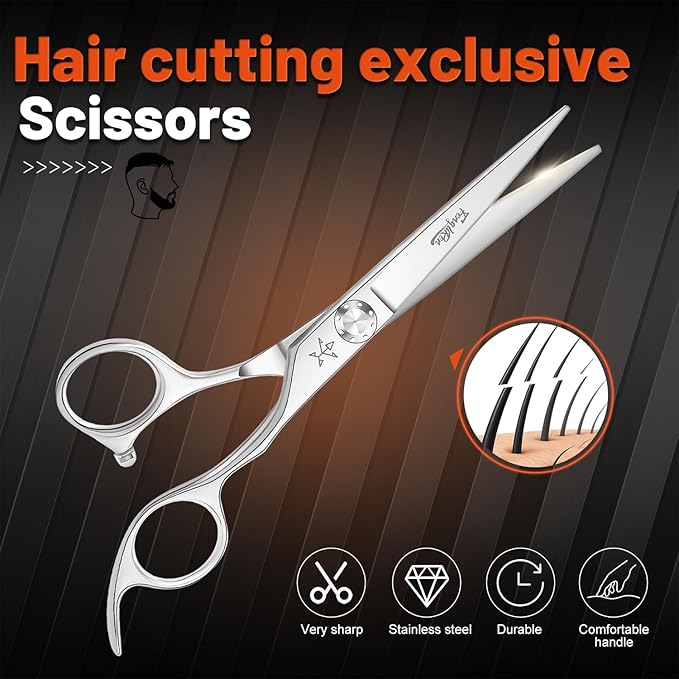 High-end Professional Extremely Very Sharp Barber Hair Cutting Scissors Hairdresser Shears For Hair 6 Inches Haircut Scissor Made Of Stainless Steel Alloy For Hairdressing Salon and Home Use