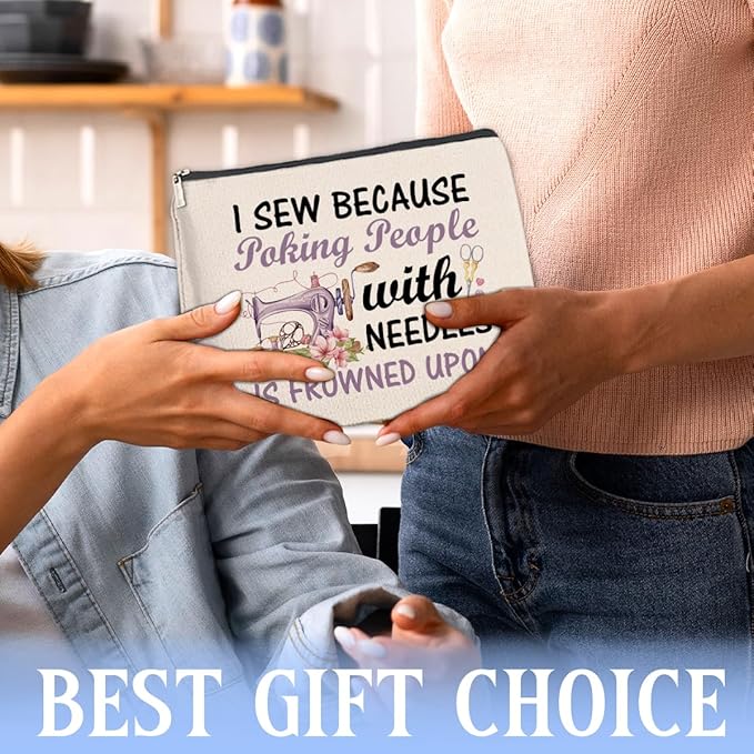 Sewing Gifts Makeup Bag, Hostess Gift for Women Mom Grandma Birthday Christmas, Quilting Gifts for Quilters Sewing Lovers Cosmetic Bag with Zipper Travel Toiletry Makeup Pouch for Purse