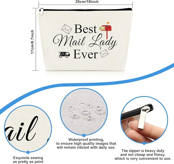 Mail Carrier Gifts Makeup Bag for Women Postal Worker Thank You Appreciation Gifts Cosmetic Bag Pouch Birthday Christmas Gift for Mail Carrier Lady Retirement Gift