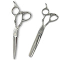 Set of Professional Hair Cutting Scissors in VG-10 Japan Steel - Includes Hair Cutting Scissors, Thinning Shears and Leather Case (7.0 Inch)