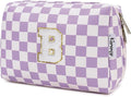 Narwey Birthday Gifts for Women Teen Girls Kids Personalized Initial Makeup Bag Monogram Preppy Cosmetic Bag Trendy Stuff 6 8 10 11 12 13 14 16 18 Years Old Travel Toiletry Bag (Purple Letter B)