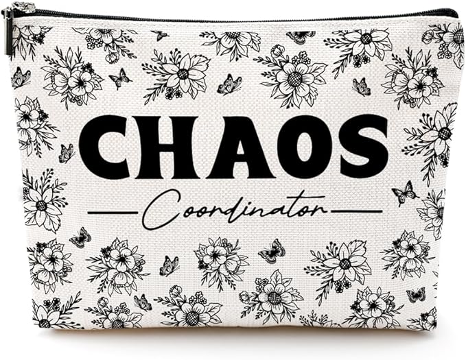 Chaos Coordinator Makeup Bag Chaos Coordinator Gifts for Women Thank You Gifts Cosmetic Bag Floral Zipper Pouch Appreciation Gifts for Her Coworkers Boss Lady Mentor Coach Christmas Birthday Gifts
