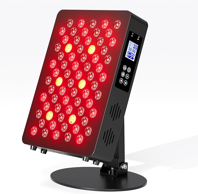 Red Light Therapy Panel for Face and Body - 600nm/660nm/810nm/850nm/940nm (70 LEDs 350W) Near Infrared Redlight Device with Timer, RC, Dual Chip for Improve Sleep, Skin Health, Pain Relief (Black)