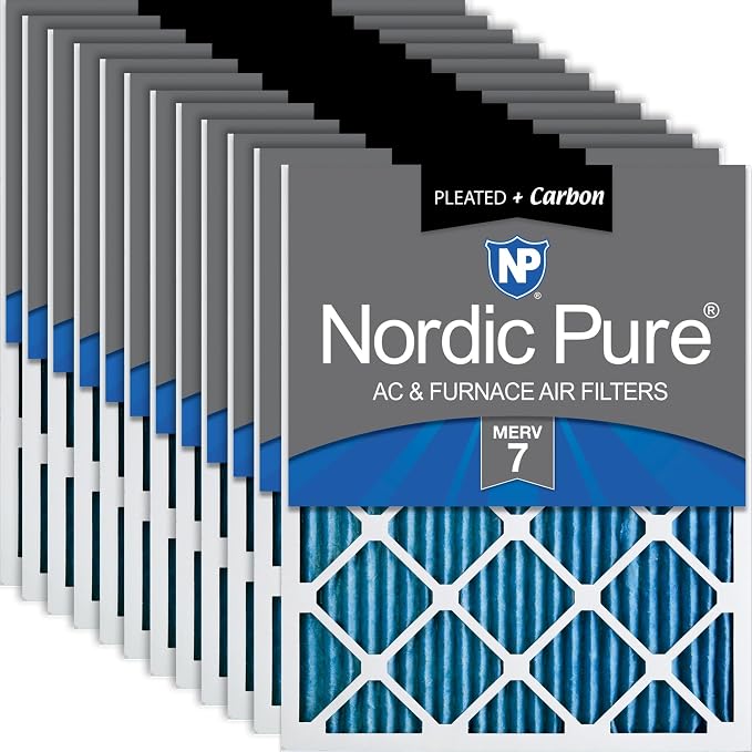 Nordic Pure 14x20x1 Pleated Air Filters MERV 7 Plus Carbon 12 Pack by NordicPure