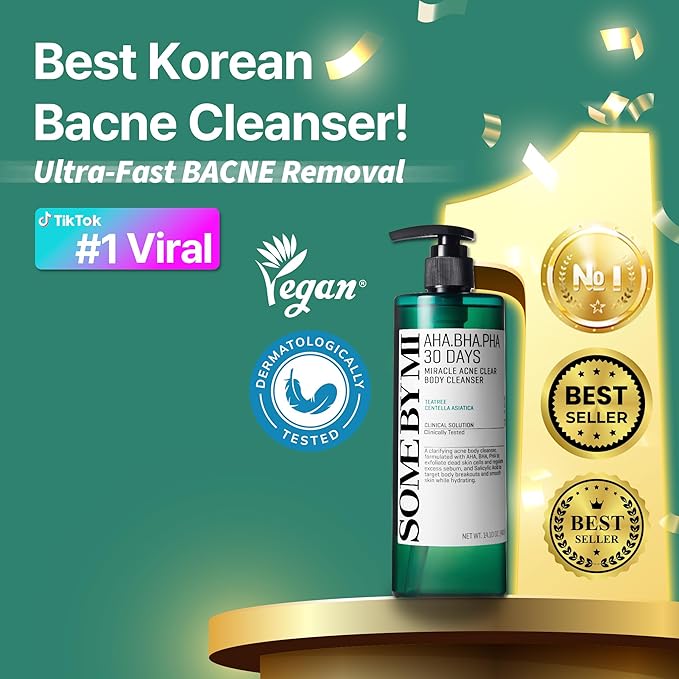 SOME BY MI AHA BHA PHA 30 Days Miracle Acne Clear Body Cleanser – 13.5oz, 400ml – Daily Exfoliating Tea Tree & Salicylic Acid Acne Body Wash – Deep Cleanses Sebum, Oil & Impurities – Korean Skin Care