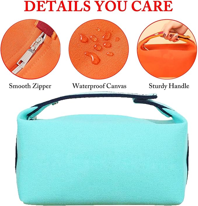 Travel Makeup Bag, Waterproof Canvas Cosmetic Bag Make Up Organizer Case for Women, Large Toiletry Bag Skincare Pouch for Toiletries Accessories Brushes