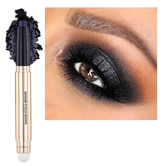 Eyeshadow Stick Makeup Cream Smooth Shimmer Eyeshadow Pencil, Hypoallergenic Waterproof Long Lasting Eye Shadow Highlighter Stick Midnight Black # 18
