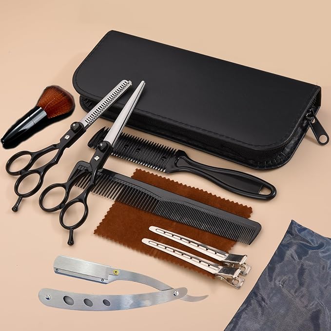 Fcysy Professional Hair Scissors Texturizing Shears Kit, Haircut Scissors Thinning Shears 11 Pcs Set
