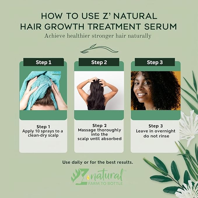 Z’Natural Scalp Hair Growth Treatment Oil – Natural Hair Oil with Blue Pea, Rosemary, Hibiscus, Jasmine & Moringa – Strengthens, Nourishes & Revitalizes Hair – Organic Oils 4Fl Oz