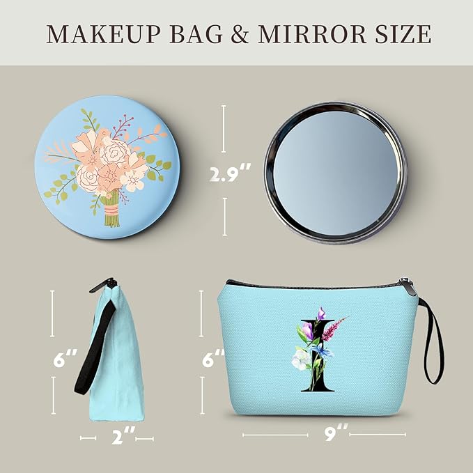 Birthday Inspirational Bridesmaid Proposal Team Small Gifts for Women Mom Aunt Teacher Sister Coworkers Makeup Cosmetic Bag Travel with Mirror Mothers Day Christmas Graduation I