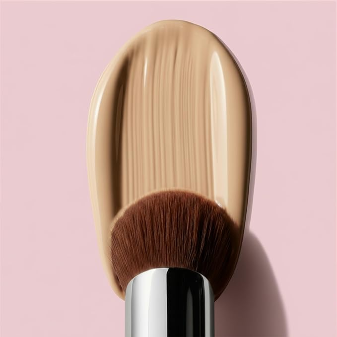Lamora Makeup Brush Foundation Kabuki - Flat Top Face Brush for Liquid, Cream, and Powder Cosmetics - Full Coverage Blending, Buffing, Stippling, Contouring