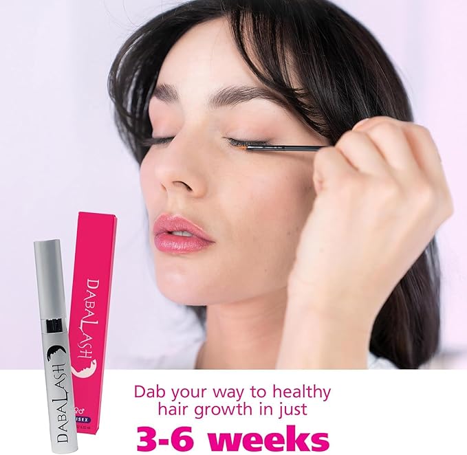 DABALASH Professional Eyelash & Eyebrow Growth Serum with Castor Oil – Promotes the Appearance of Naturally Longer, Fuller, Thicker & Stronger Lash + Brow Hair – 0.18 oz