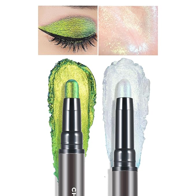 CHARMACY Multichrome 2 in 1 Cream Eyeshadow Stick, Waterproof Eye Brightener Highlighter Stick Makeup, High Pigmented, Smudge-Proof, Vegan & Cruelty-Free (#906)