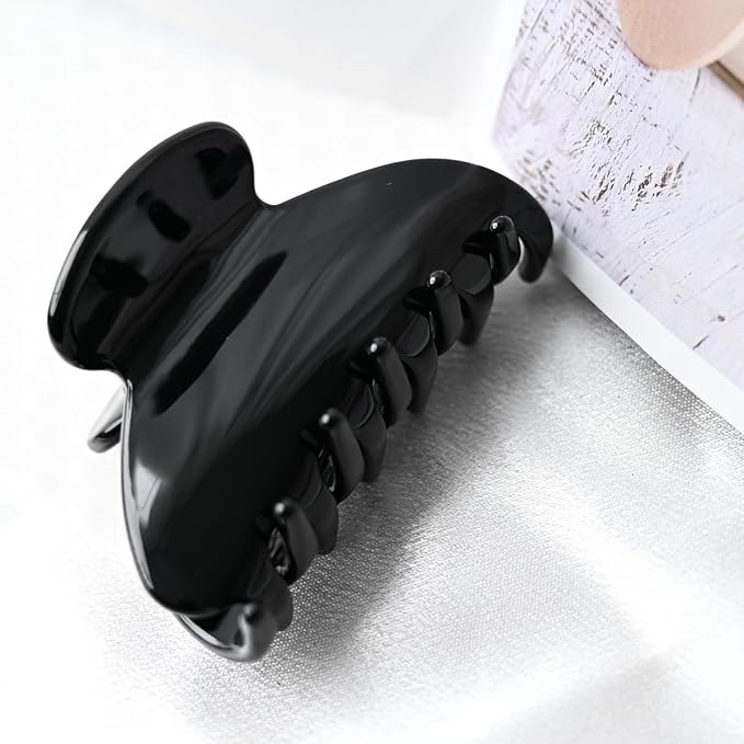 Handmade Celluloid Acetate French Design Barrettes Tortoise Shell Claws Hair Claw Luxury Fashion Accessories Hair Clip for Women (Classic black)