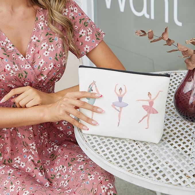 fkovcdy Cute ballerina makeup bag watercolor ballet dancing girl dancer gift recital gift little girl teen student ballet lover 10