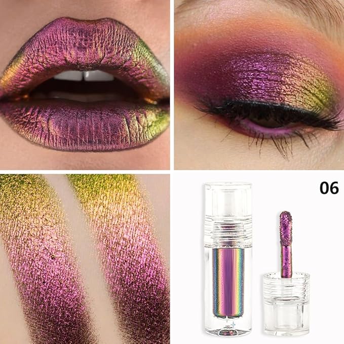 evpct Mermaid Purple Gold Duochrome Chameleon Liquid Eyeshadow, Multichrome Metallic Glitter Liquid Eye Shadow Makeup for Women, Waterproof Color Shifting High Pigment Holographic Iridescent Eyeshadow