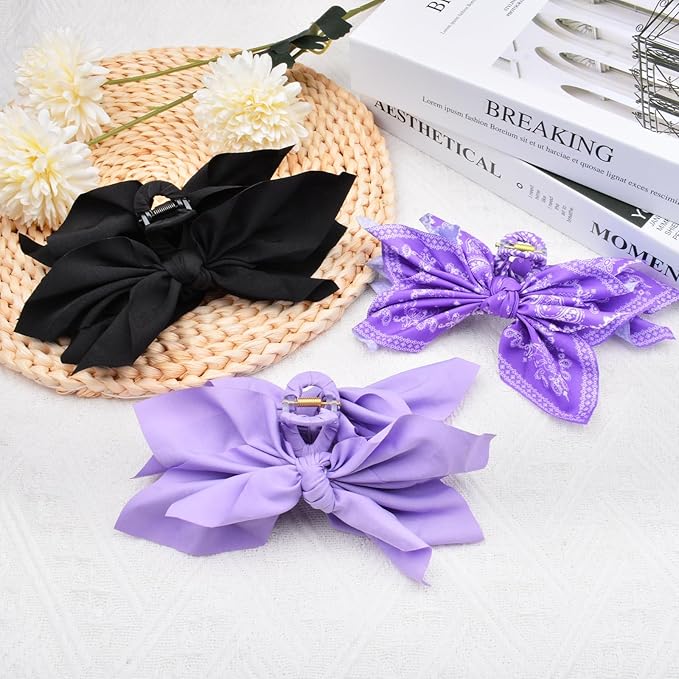 Bow Claw Clips Bow Hair Clips 3PC Purple Big Hair Bows for Women Butterfly Styling Large Hair Clips for Thick Hair for Girls Hair Accessories for Teen