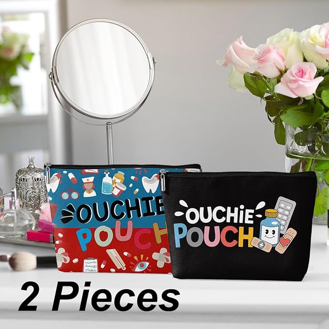 2 Pcs Medicine Makeup Bag, Large Capacity Travel Makeup Case Cosmetic Bags for Women, Portable Pouch Purse Travel Essentials Toiletries Accessories, Christmas Birthday Gifts for Women-3