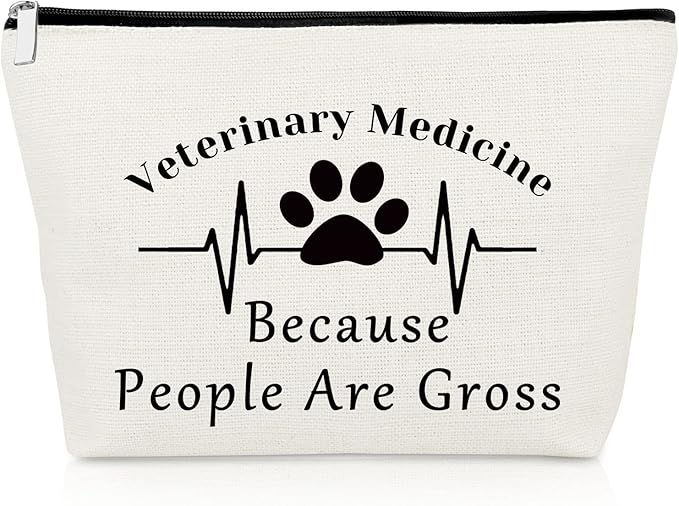 Veterinarian Gift Vet Tech Makeup Bag for Women Animal Rescue Gift Veterinary Technician Cosmetic Bag for Dog Lover Medical Graduate Dog Doctor Animal Lover Christmas Birthday Present Travel Pouch