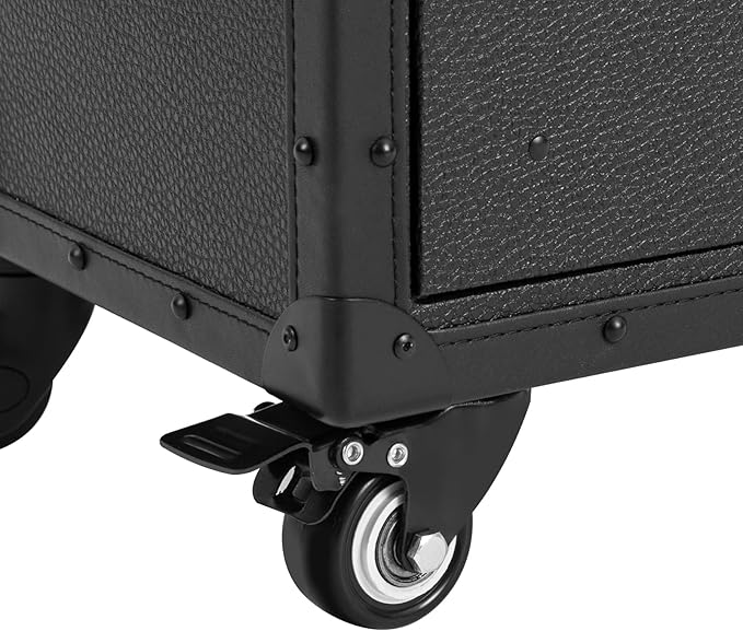 Large Capacity Cosmetic Train Case, Lockable Makeup Train Case with 4 Universal Casters, 32.28 Inch Tall Travel Organizer Tool Box for Barber Stores Beauty Stores Nail Salons