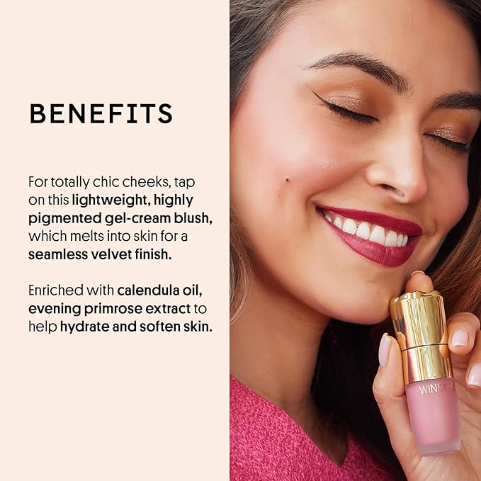 Winky Lux Cheeky Rose Liquid Blush – Gel-Cream with Buildable Color, Lightweight Velvet Finish, Long-Lasting Cool Pink Shade, Lovely