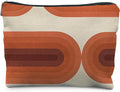 Vintage Boho Terracota Rainbow Makeup Bag, Mid Century Modern Rainbow Cosmetic Bags for Women, Boho Gifts for Women, Retro Arch Art Zipper Makeup Pouch