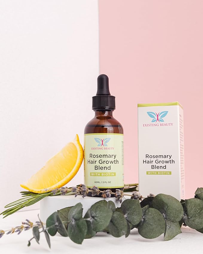 Rosemary Oil for Hair Growth - Biotin & Natural Blend by Existing Beauty - Stimulates Scalp, Nourishes Roots, Promotes Thicker, Fuller Hair for Women & Men - 2.02 fl oz by Existing Beauty