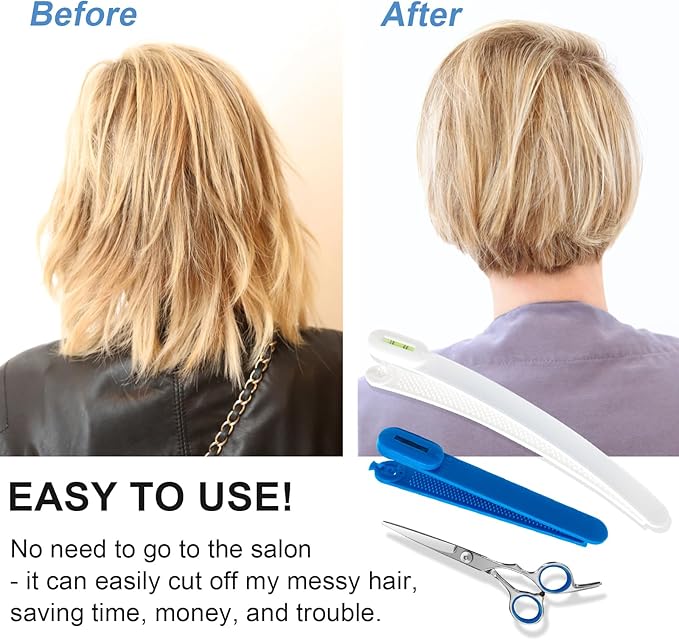 Hair Cutting Scissors, Hair Cutting Kit Women, DIY Home Hair Cutting Tools for Bangs Cutter, Layers, and Split Ends, Scissors for Cutting Baby Hair(Set of 3) Color Blue
