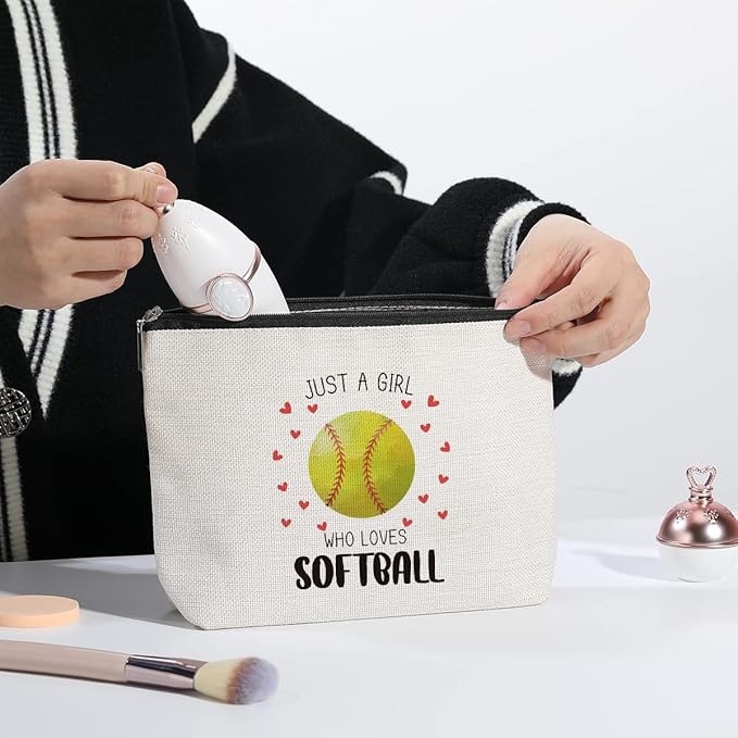 Softball Gifts Makeup Bag Inspirational Gifts for Women Her Softball Lovers Mom Sister Birthday Gifts for Female Coworker Friend BFF Besties