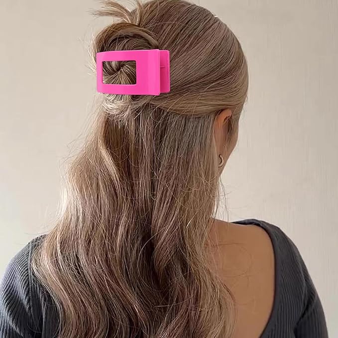 Velscrun Flat Hair Clips for Women Girls, Pink Lay Flat Claw Clips, Strong Hold Large Side Hair Clip All Hair Types, French Duck Billed Non Slip Grip Daily Styling Hair Jaw Claw Clip