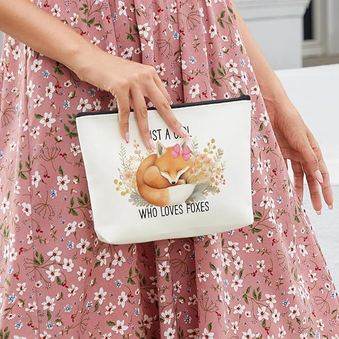 Fox Makeup Bag for Girls, Cute Fox Gift for Women, Gifts for Foxes Lovers, Small Fox Lover Travel Cosmetic Bag Zipper Pouch for Daughter granddaughter, Cool Fox Lovers Gifts for Birthday Christmas 1