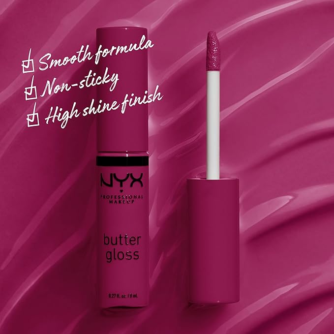 NYX PROFESSIONAL MAKEUP Butter Gloss, Non-Sticky Lip Gloss - Devil's Food Cake (Deep Plum)