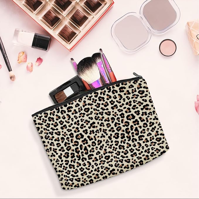 Leopard Makeup Bag Leopard Print Cheetah Print Leopard Lovers Gift Christmas Birthday Gifts for Women Jungle Animal Lovers Girl Daughter Best Friend Bestie Sister Her Cosmetic Bag Travel Toiletry Bag