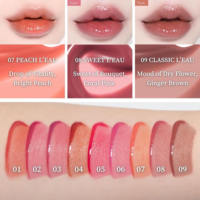 BBIA L’EAU Tint – Glossy & Glow Lip Stain, Watery Lip Tint, Non-Sticky, High Shine Finish, Long-lasting, Moisturizing, Lightweight, Natural, Daily Use, Vegan, Korean Lip Makeup (02 FLEUR L'EAU)