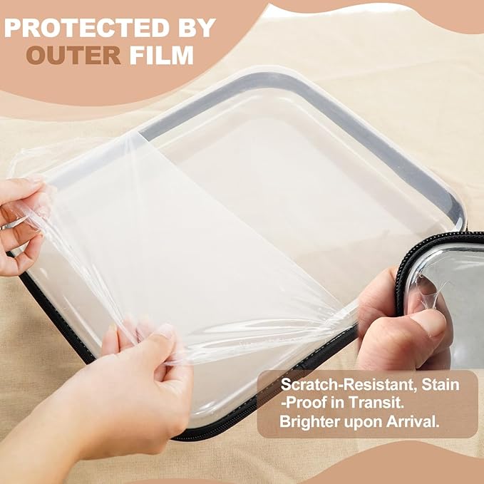 3pcs Clear Hard Shell Zipper Case, Transparent Hard Plastic Zipper Pouches, Portable Travel Organizer, Clear Toiletry Bag, Craft and Arts Organizer, Toy Storage Bins, Stackable Hard Side Plastic Case