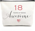 18th Birthday Makeup Bag - Inspirational Gifts for Her, Sister or Mom - Decorations for Women Celebrating 18 Years of Being Awesome