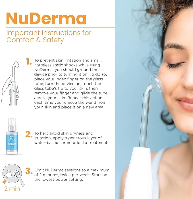 Pure Daily Care NuDerma Handheld Skin Therapy Wand Machine w/Neon – Anti-Aging - Skin Tightening - Wrinkle Reducing - Dark Circles – Clarifying - Hair & Scalp Stimulator (Pack of 2)