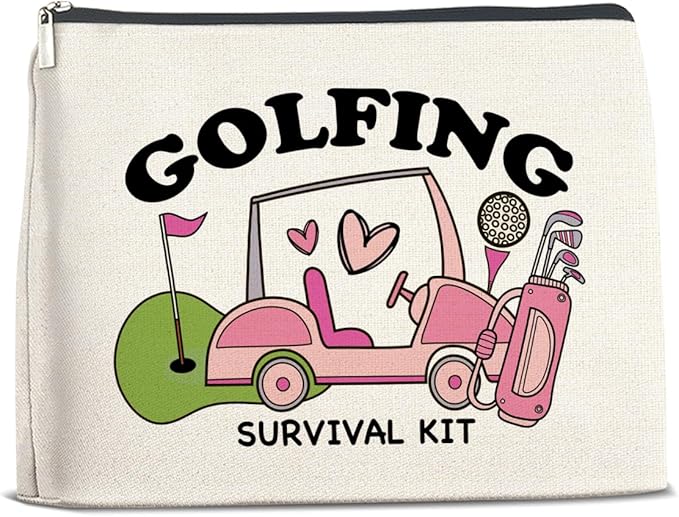 Golf Gifts Makeup Bag for Women, Inspirational Gifts for Golfers Friendship Birthday Golf Lover Gift for Her Female Friend Cosmetic Bag with Zipper Travel Toiletry Pouch for Purse