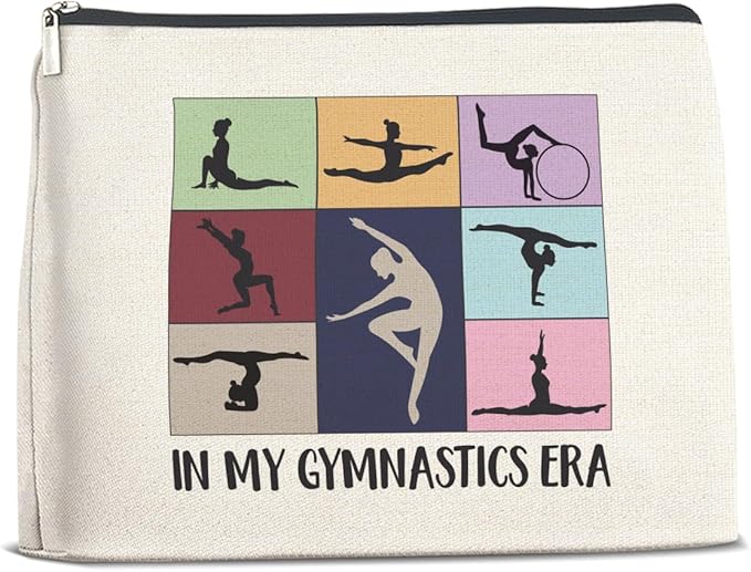 Gymnastics Gifts Makeup Bag, Gymnast Team Graduation Gift for Women Girls Thank You Appreciation Gifts for Gymnastics Coach Friend Coworker Gymnastic Stuff Accessories Cosmetic Travel Bag for Purse