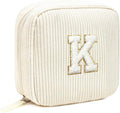 LETGO Birthday Gifts for Women Small Personalized Initial Monogram Makeup Bag,Preppy Corduroy Makeup Bags Travel Toiletry Bag Cute Pouch Purse for Her Mom Girlfriend Wife Sister Teacher Bridesmaid