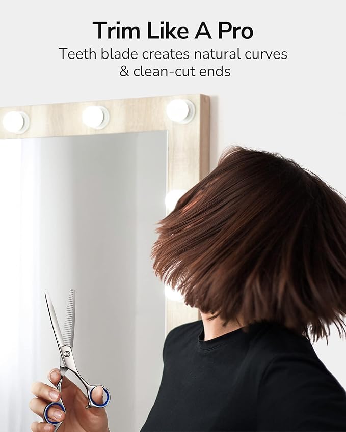ULG Professional Thinning Shears with Comb - 6.5“ Japanese Stainless Steel Texturizing & Hair Cutting Scissors for Salon & Home Use