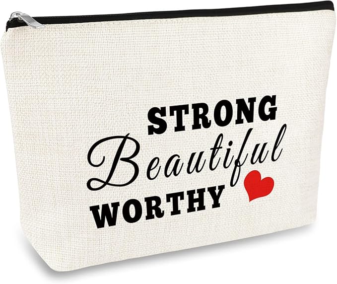 Inspirational Gift Makeup Bag for Women Graduation Birthday Gift for Daughter Sister Niece Travel Cosmetic Bag Best Friend Friendship Gift Cancer Survivor Awareness Gift Encouragement Recovery Gift