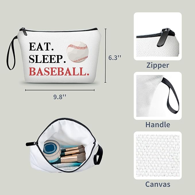 Baseball Themed Travel Makeup Bag, Multifunctional Cosmetic Case, Multicolour, Women's Gift for Mom, Sister, Friend, Travel/On-the-go, Daily Use, Toiletry