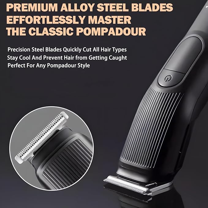 HTC Professional Hair Trimmer, Precision Alloy Steel Blade Hair Clippers, Type-C Fast Charging, 5 Adjustable Settings, Rechargeable